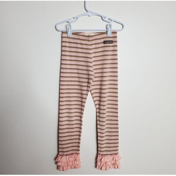 Matilda Jane Happy and Free Taffy Pull Leggings Size 6 stripes dots ruffles - Picture 1 of 5